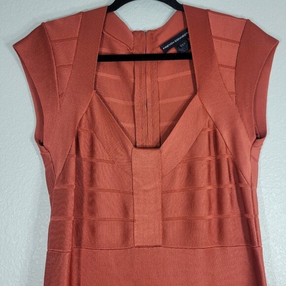 French Connection 90s Bandeau Bodycon Dress Size 10 Orange Party Clubwear - Picture 2 of 10